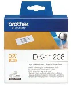 Nalepke za tiskalnik Brother DK11208 večje nalepke bela rola s črnim izpisom – 38mm x 90mm 400 kos – fotografija izdelka